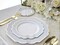 50pc Heavyweight Wedding Plastic Plate Set (25 Guests) - Elegant Imperial Design in White, Blue & Gold - 25 Dinner Plates (10.5") + 25 Salad/Dessert Plates (8") - Premium Disposable China-Look for Parties